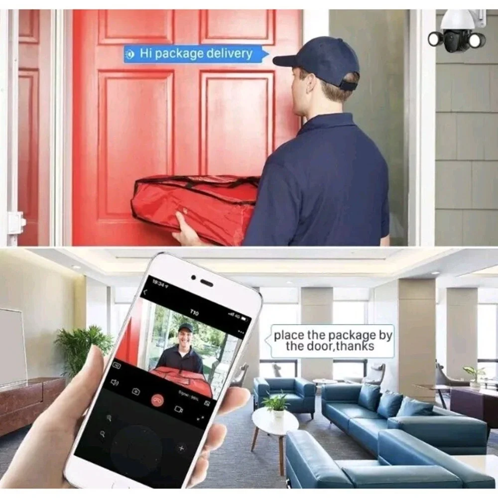 3MP Smart Camera WiFi‎ Floodlight Security Camera Outdoor Video Surveillance